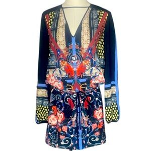 (NWOT)Clover Canyon Black Floral Crane
Print Long Sleeve Mini Dress XS